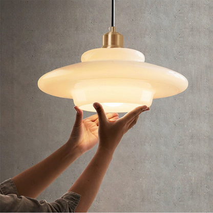 Mid-Century Opal Glass Mushroom Pendant