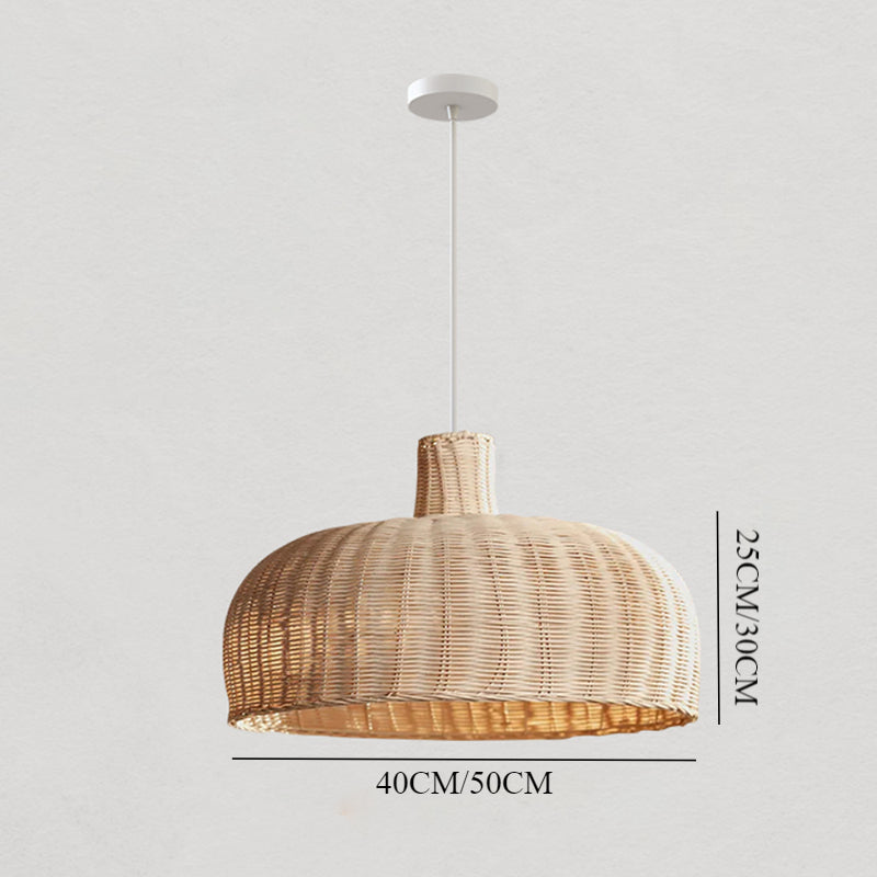 Retro Handwoven Rattan Dome Chandelier