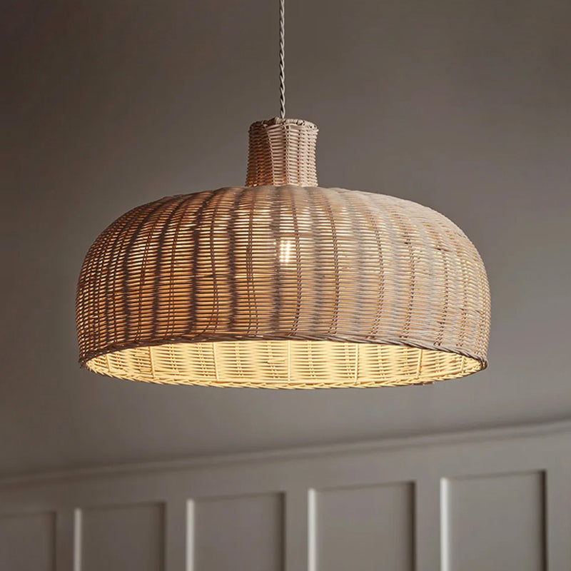 Retro Handwoven Rattan Dome Chandelier