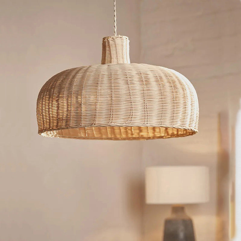 Retro Handwoven Rattan Dome Chandelier