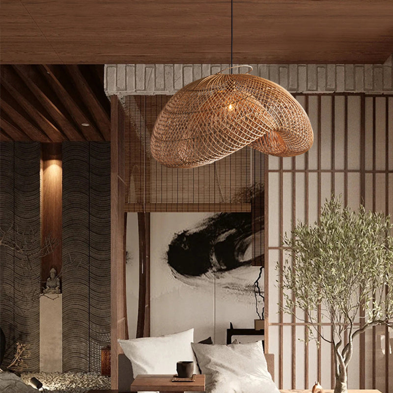 Japanese Wabi-Sabi Rattan Pendant