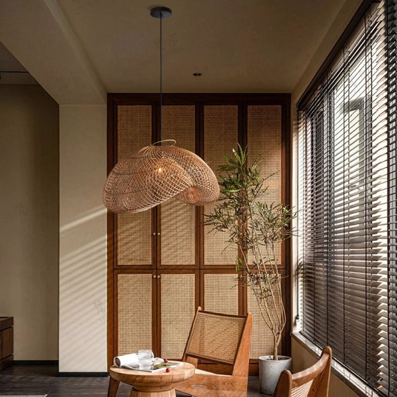 Japanese Wabi-Sabi Rattan Pendant