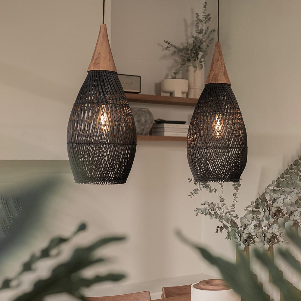 Wabi-Sabi Retro Rattan Pendant Light