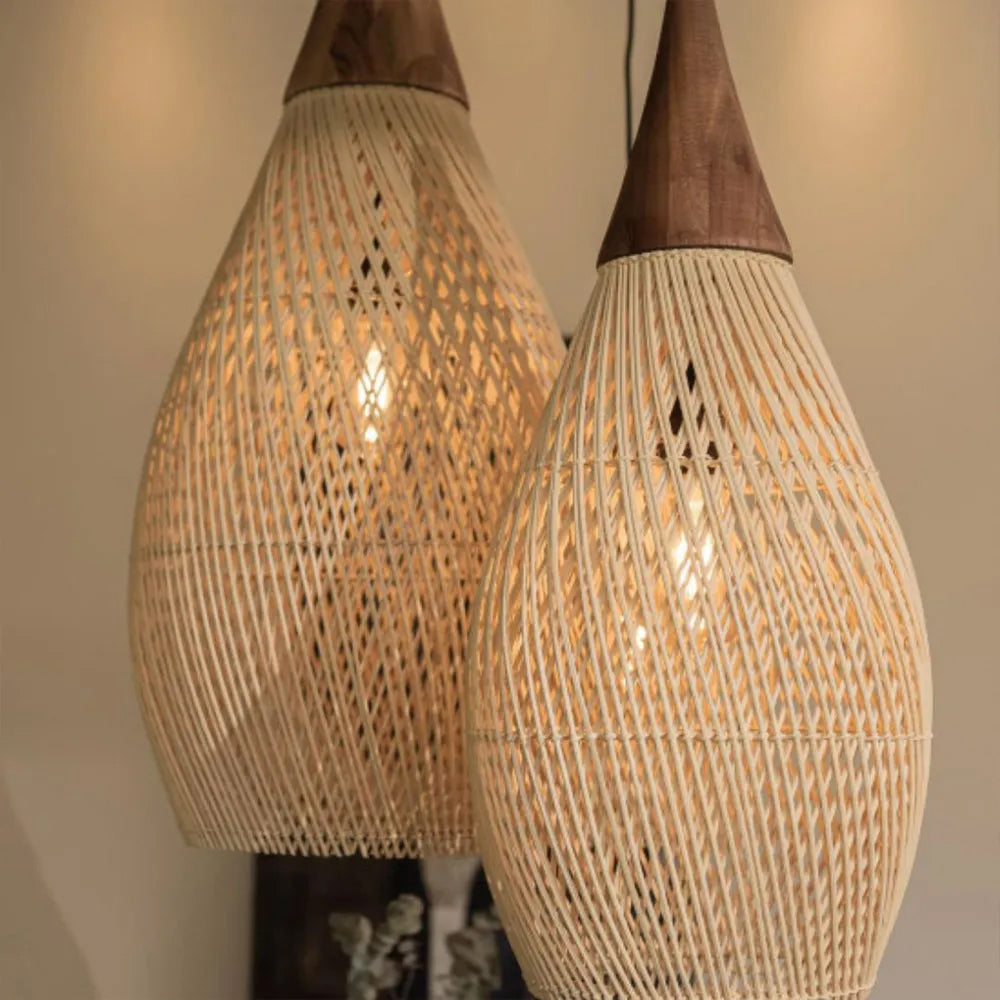 Wabi-Sabi Retro Rattan Pendant Light
