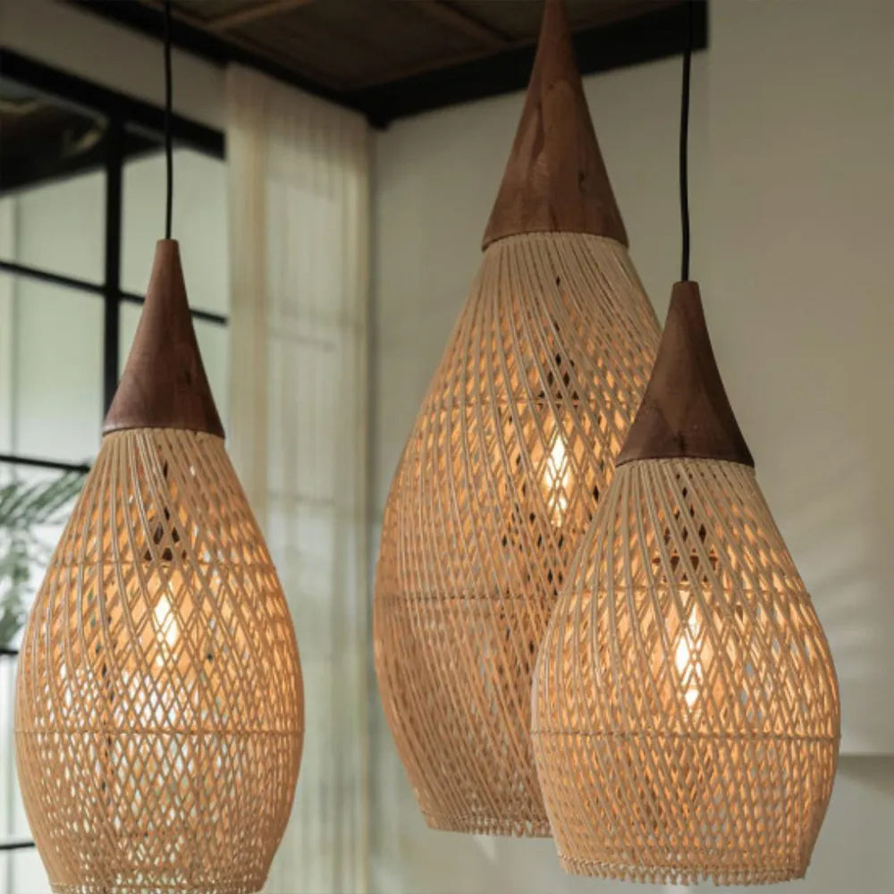 Wabi-Sabi Retro Rattan Pendant Light