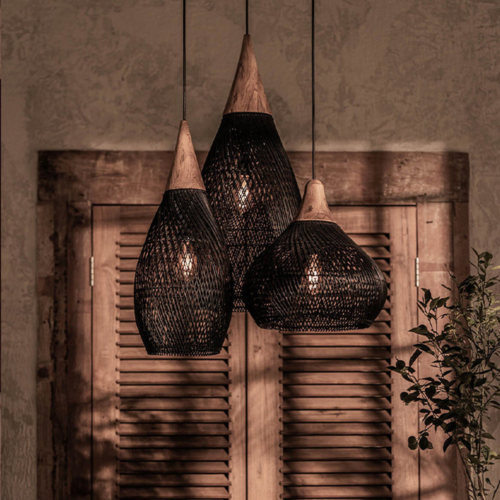 Wabi-Sabi Retro Rattan Pendant Light