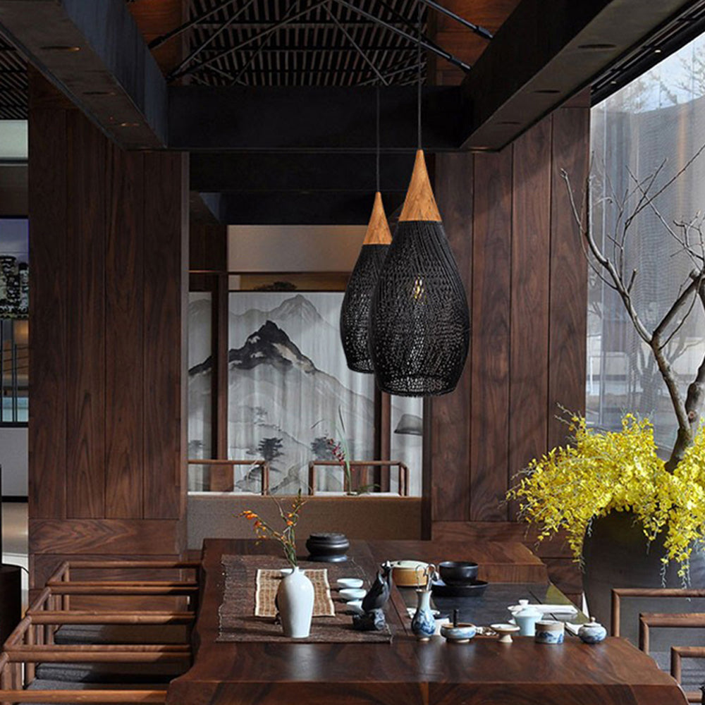 Wabi-Sabi Retro Rattan Pendant Light