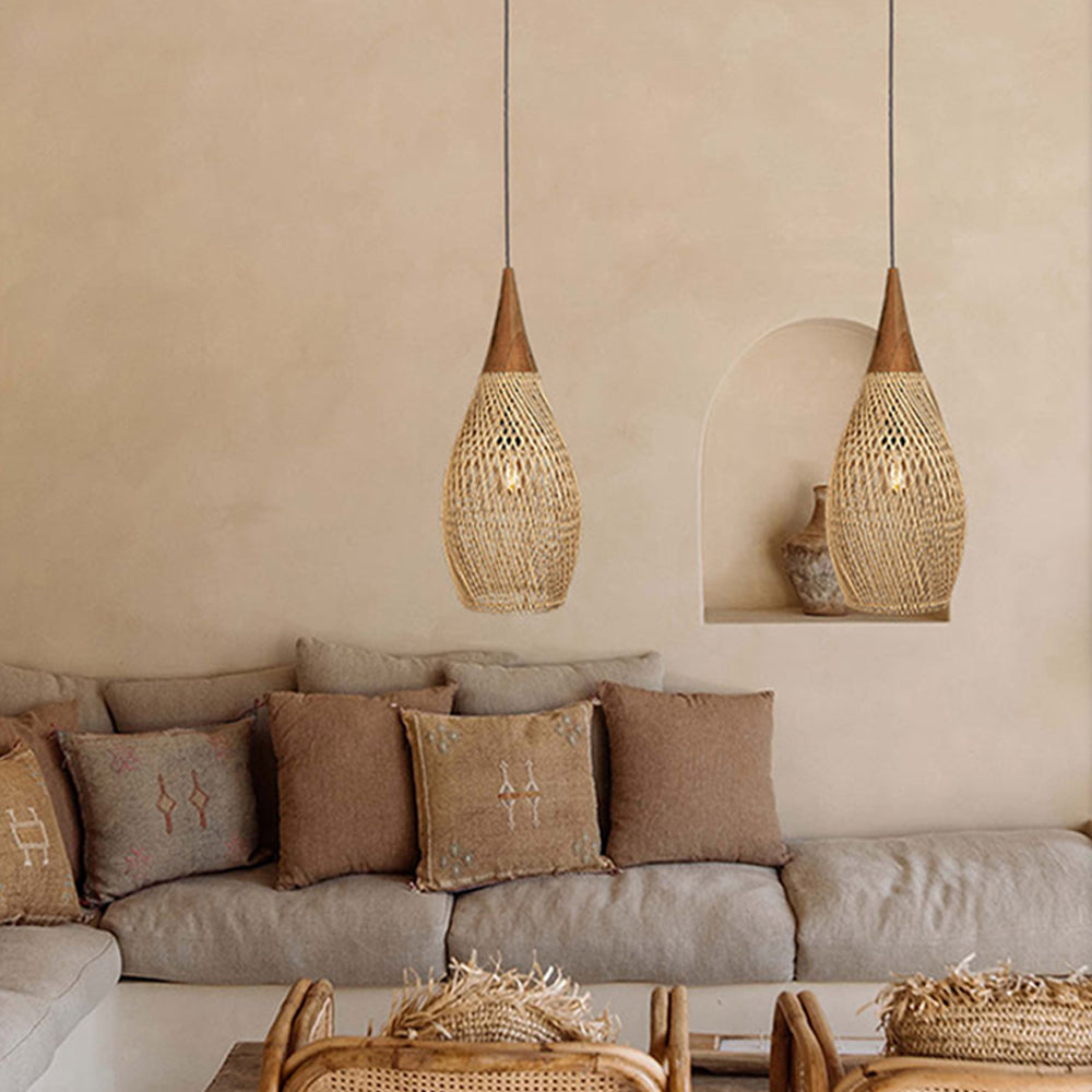 Wabi-Sabi Retro Rattan Pendant Light