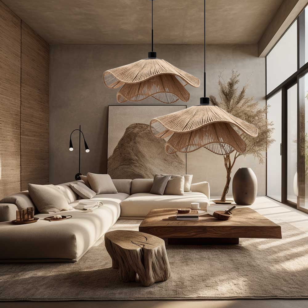 Double Layer Hemp Rope Pendant Light