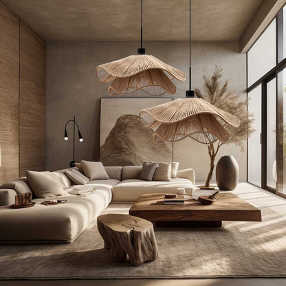 Double Layer Hemp Rope Pendant Light