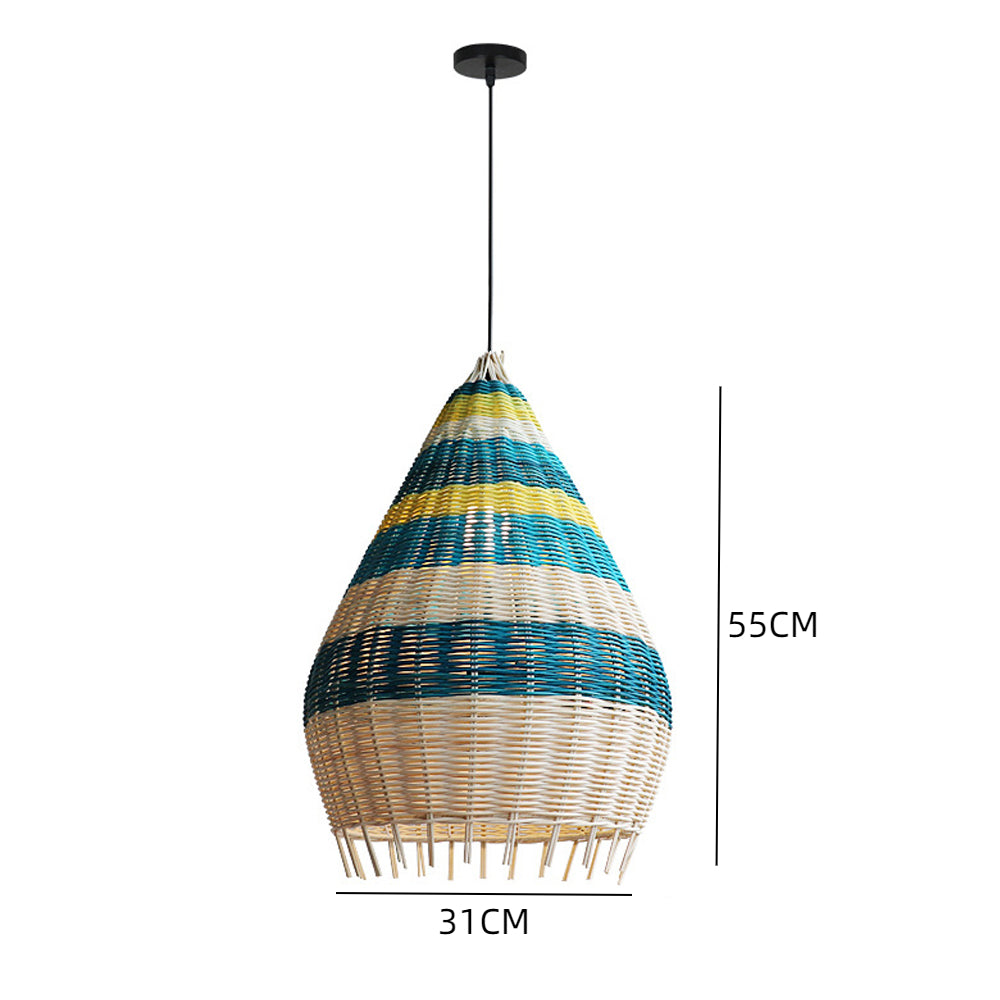 Blue Rattan Kitchen Island Pendant