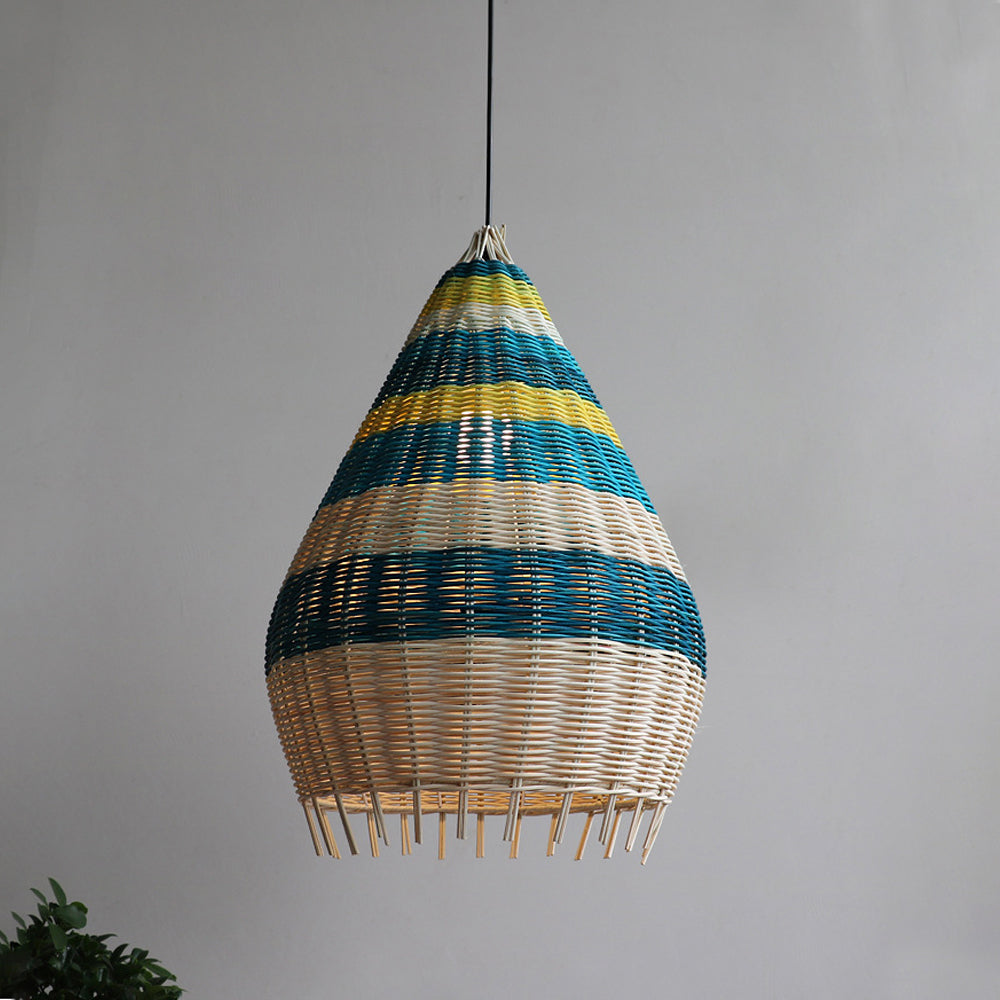 Blue Rattan Kitchen Island Pendant