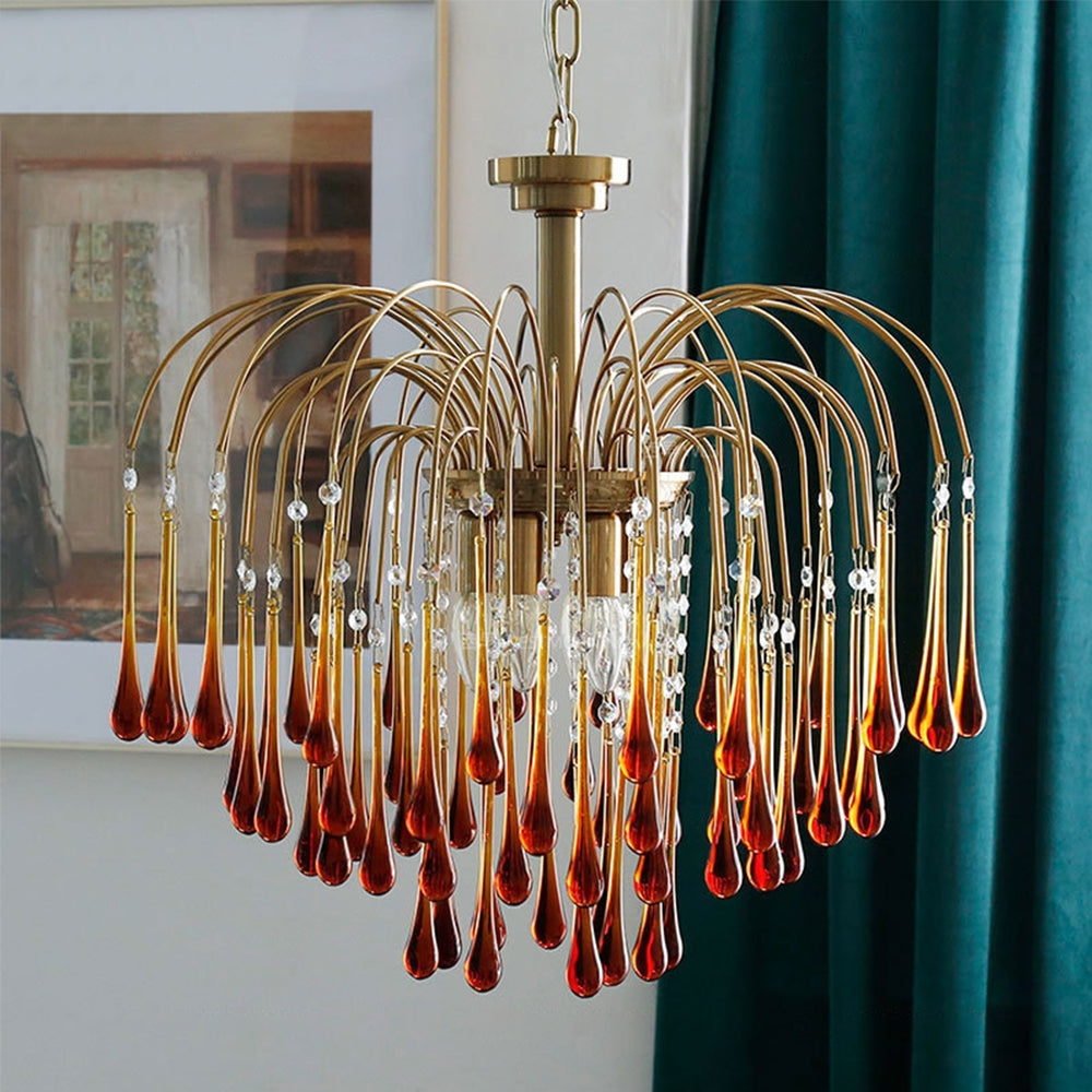 Classical Drop Glass Chandelier Italian Design Living Room Crystal Lighting-[Modern pendant lighting for bedroom and living space]-Demolights UK