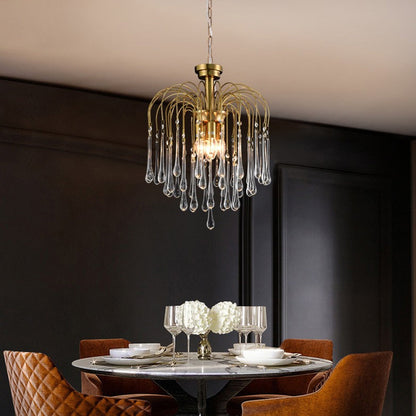 Amber Drop Crystal Glass Chandelier