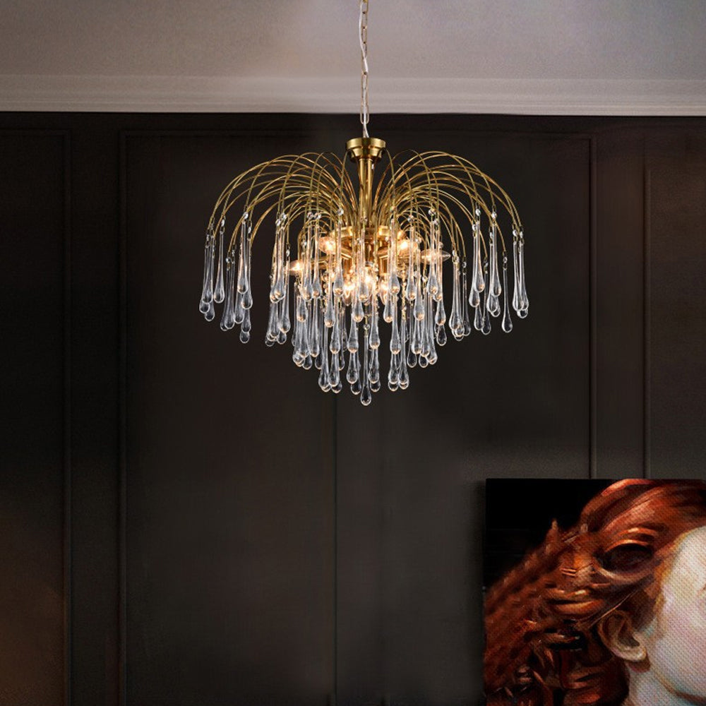 Amber Drop Crystal Glass Chandelier