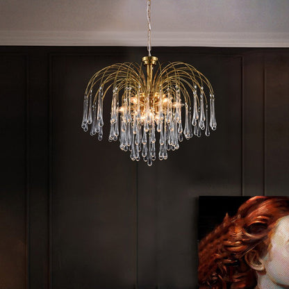 Amber Drop Crystal Glass Chandelier