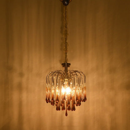 Amber Drop Crystal Glass Chandelier