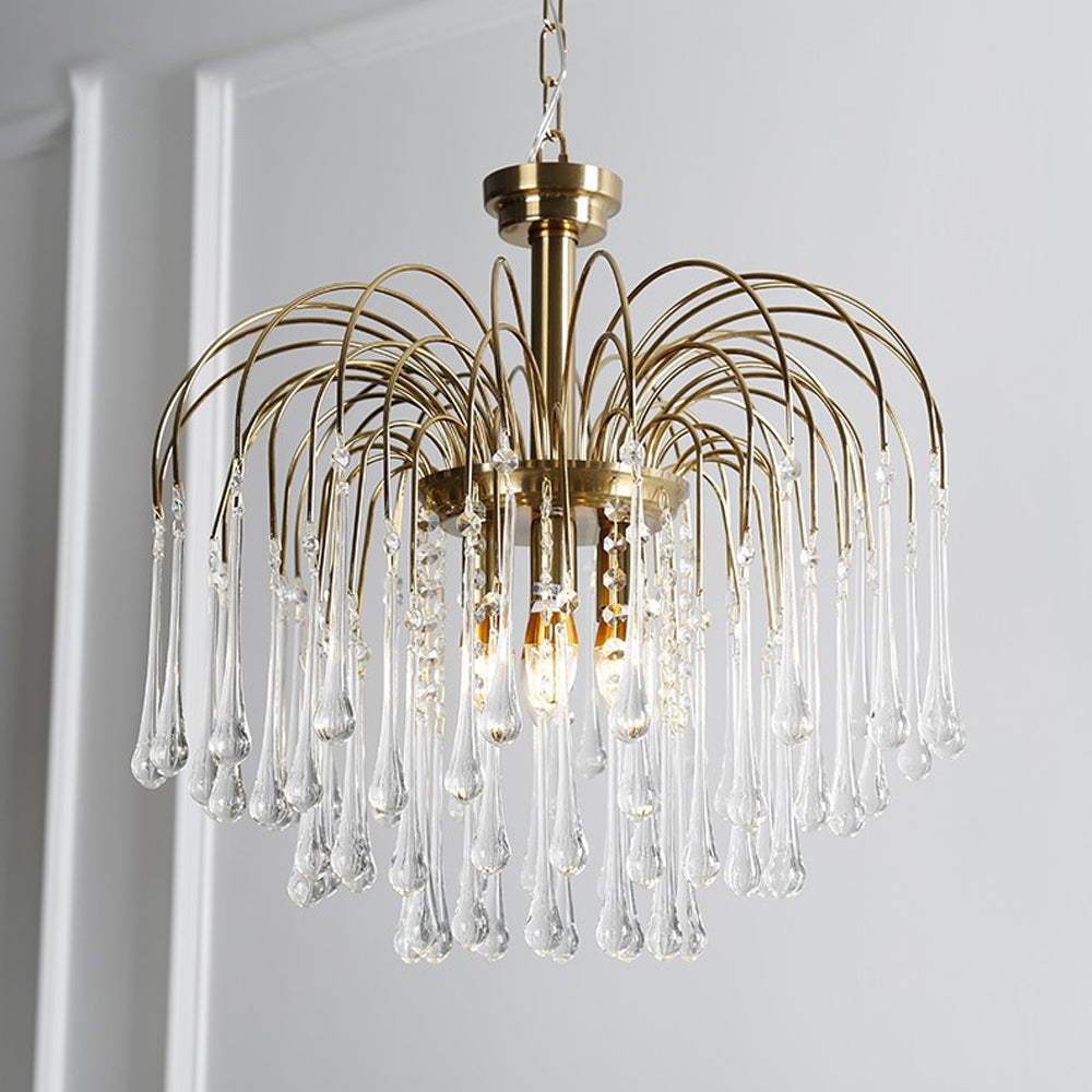 Amber Drop Crystal Glass Chandelier
