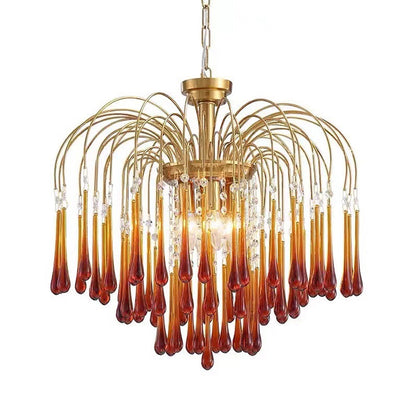 Amber Drop Crystal Glass Chandelier