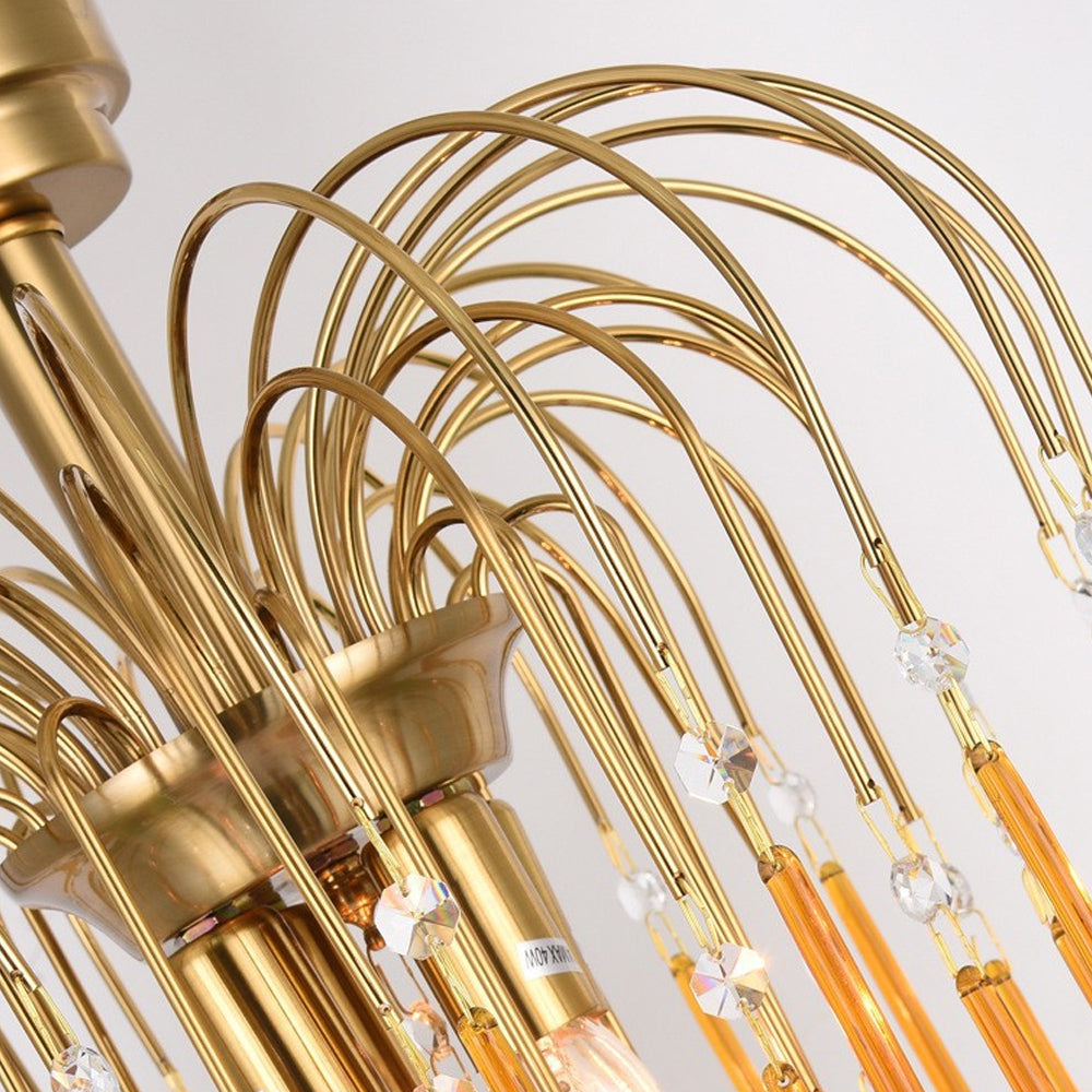 Amber Drop Crystal Glass Chandelier