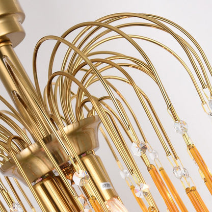 Amber Drop Crystal Glass Chandelier