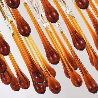 Amber Drop Crystal Glass Chandelier