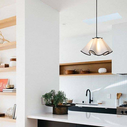 Cream Petal Fabric Pendant Light