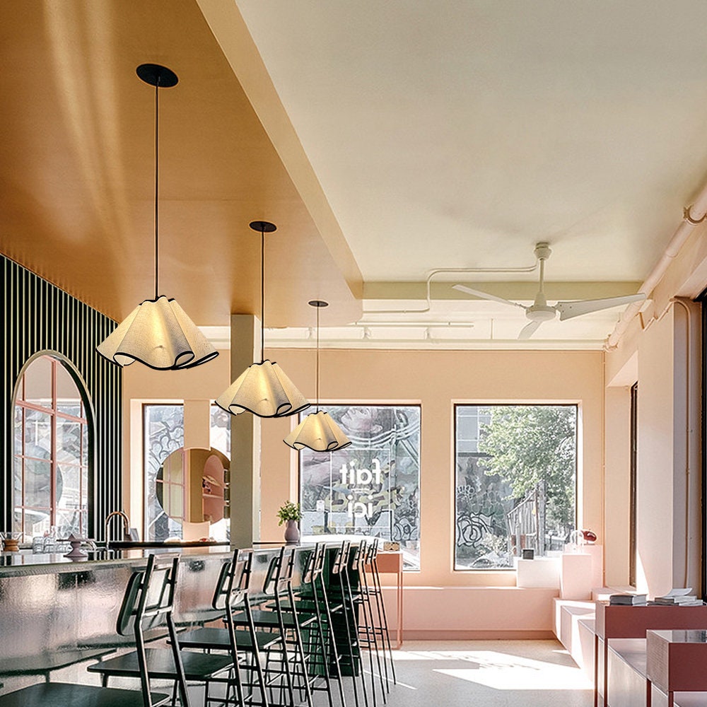 Cream Petal Fabric Pendant Light