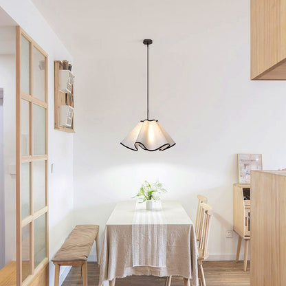 Cream Petal Fabric Pendant Light