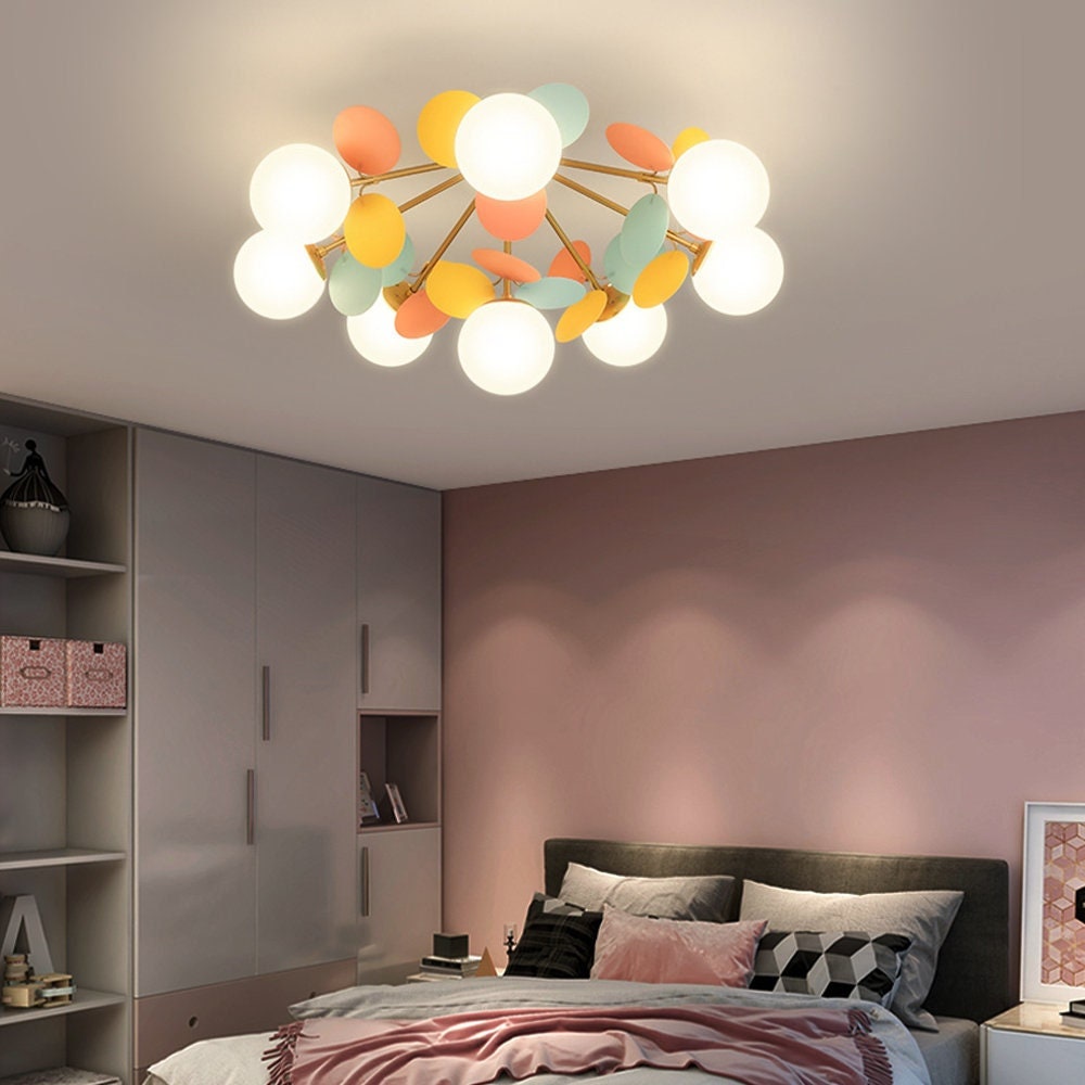 Nordic Colorful Elegant Living Room Creative Glass Magic Bean Chandelier-[Modern pendant lighting for bedroom and living space]-Demolights UK