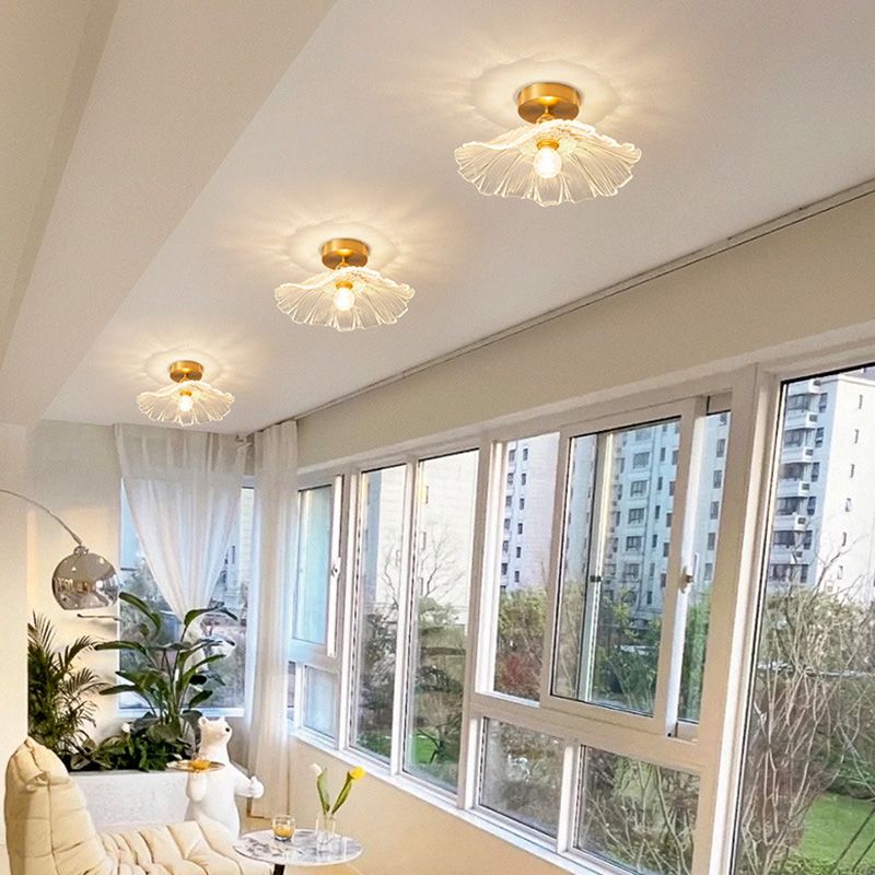 Gold Frosted Glass Flower Ceiling Light