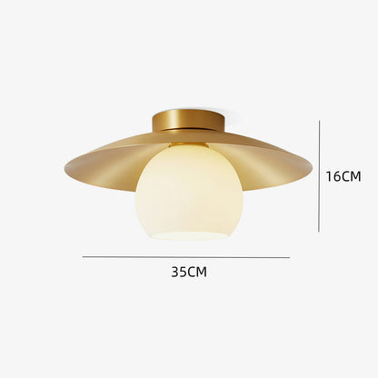 Brass Cap Opal Glass Flush Mount
