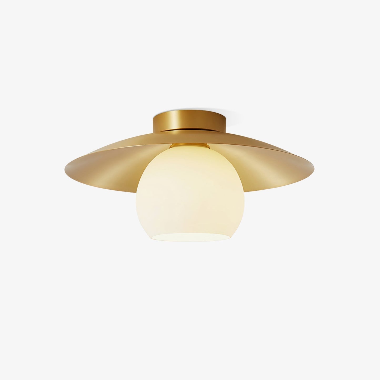 Brass Cap Opal Glass Flush Mount