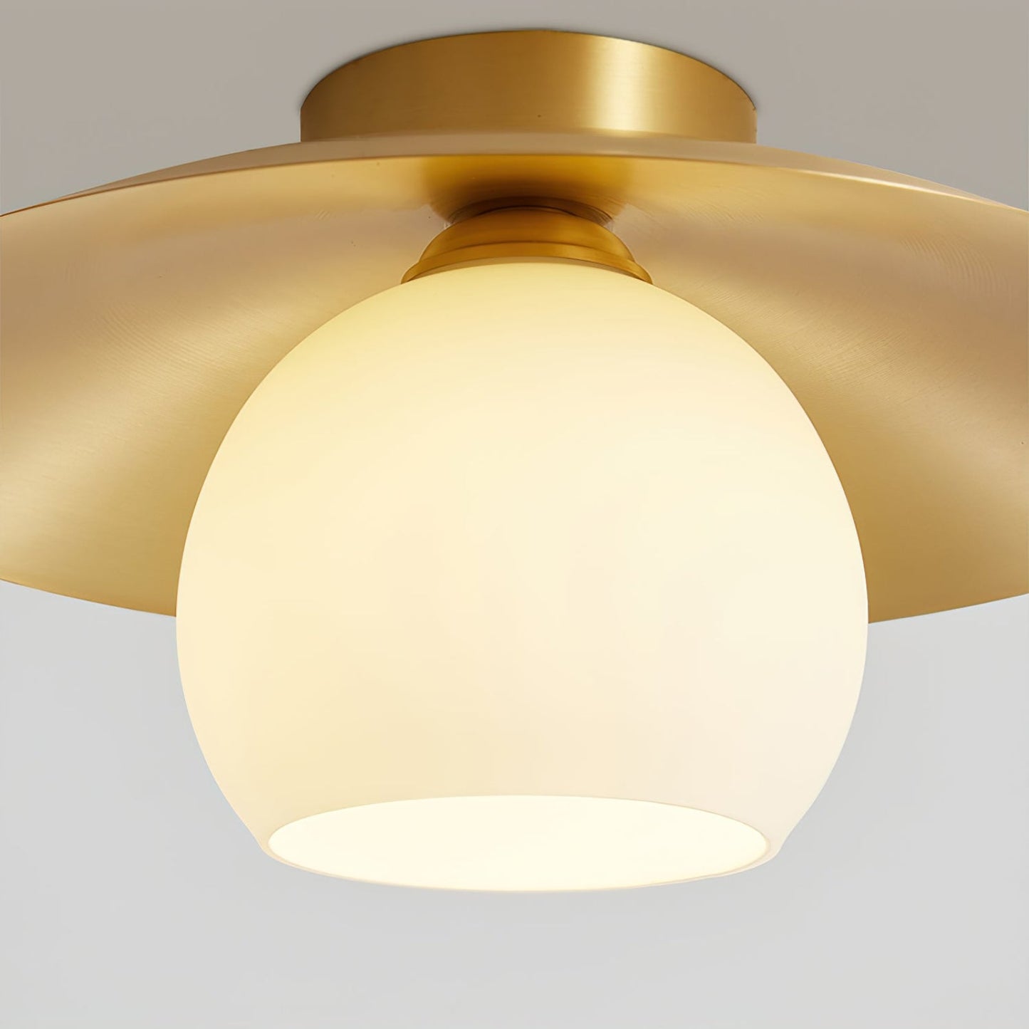 Brass Cap Opal Glass Flush Mount