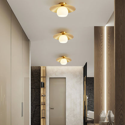 Modern Brass Cap Hallway Ceiling Light-[Modern pendant lighting for bedroom and living space]-Demolights UK
