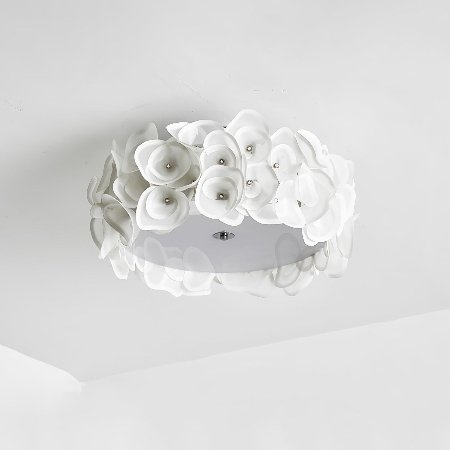 White Hydrangea Metal Ceiling Lamp
