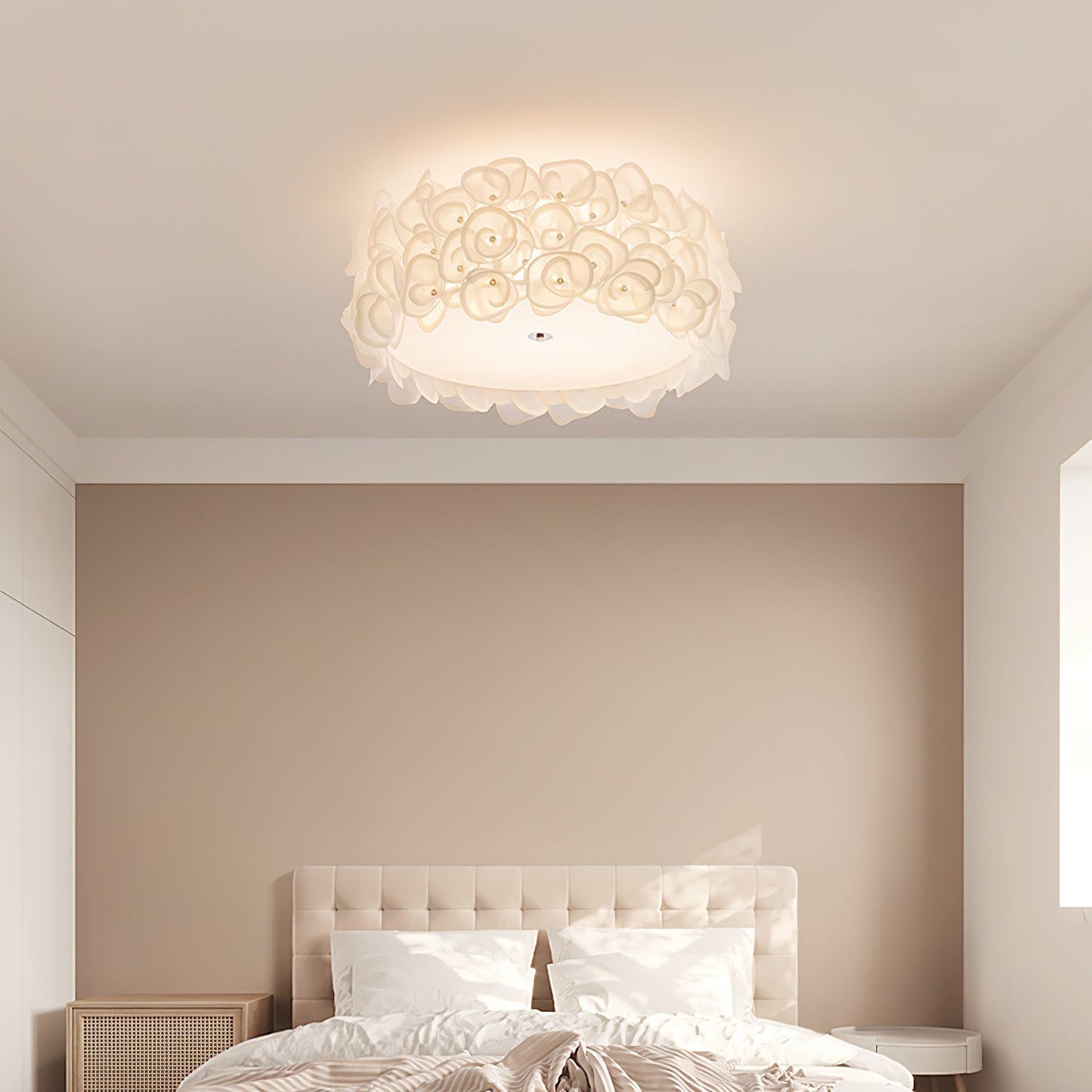 White Hydrangea Metal Ceiling Lamp
