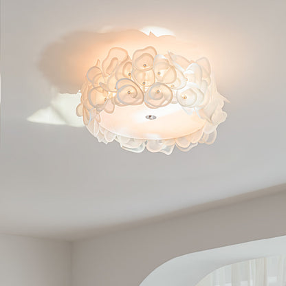 White Hydrangea Metal Ceiling Lamp