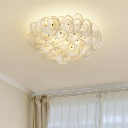 White Hydrangea Metal Ceiling Lamp