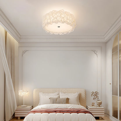 White Hydrangea Metal Ceiling Lamp