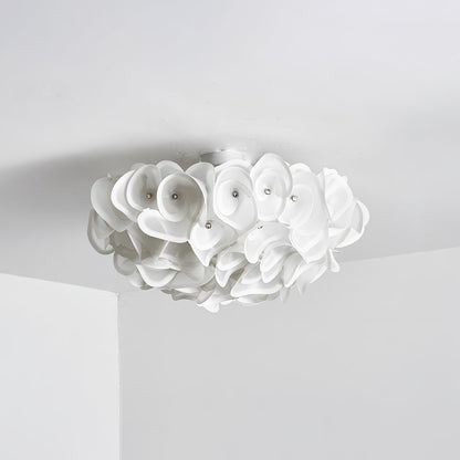 White Hydrangea Metal Ceiling Lamp