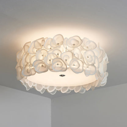 White Hydrangea Metal Ceiling Lamp