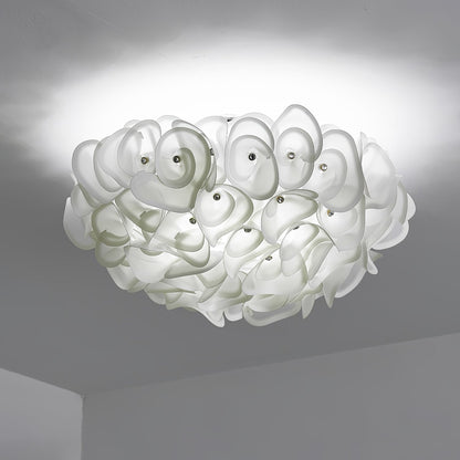 White Hydrangea Metal Ceiling Lamp