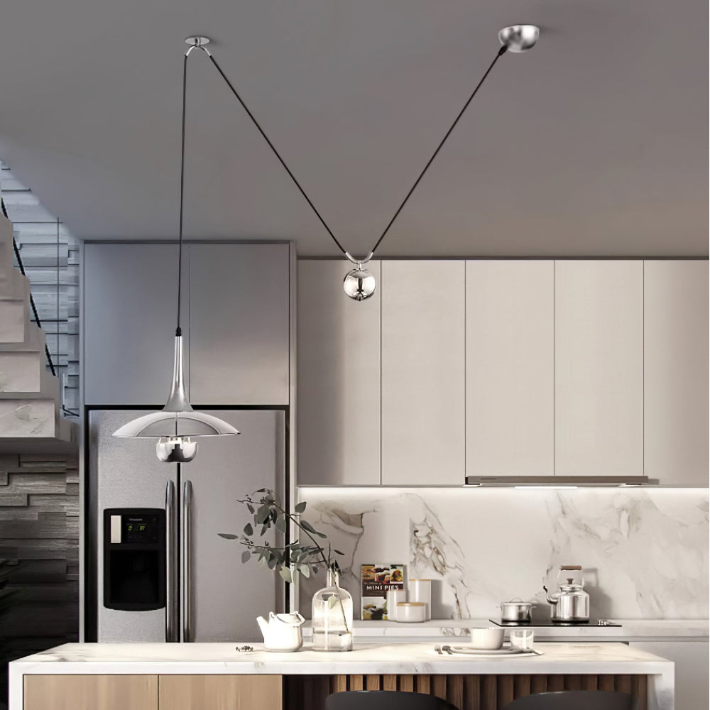 Height-Adjustable Metal Kitchen Pendant