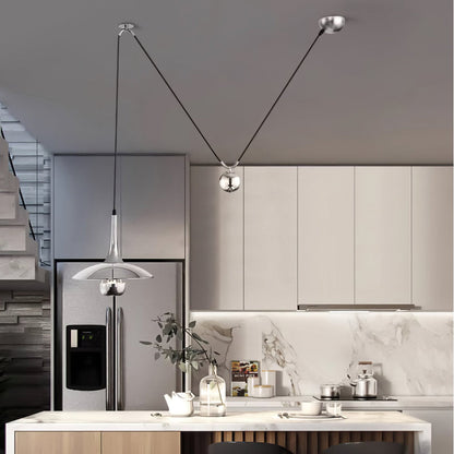 Height-Adjustable Metal Kitchen Pendant