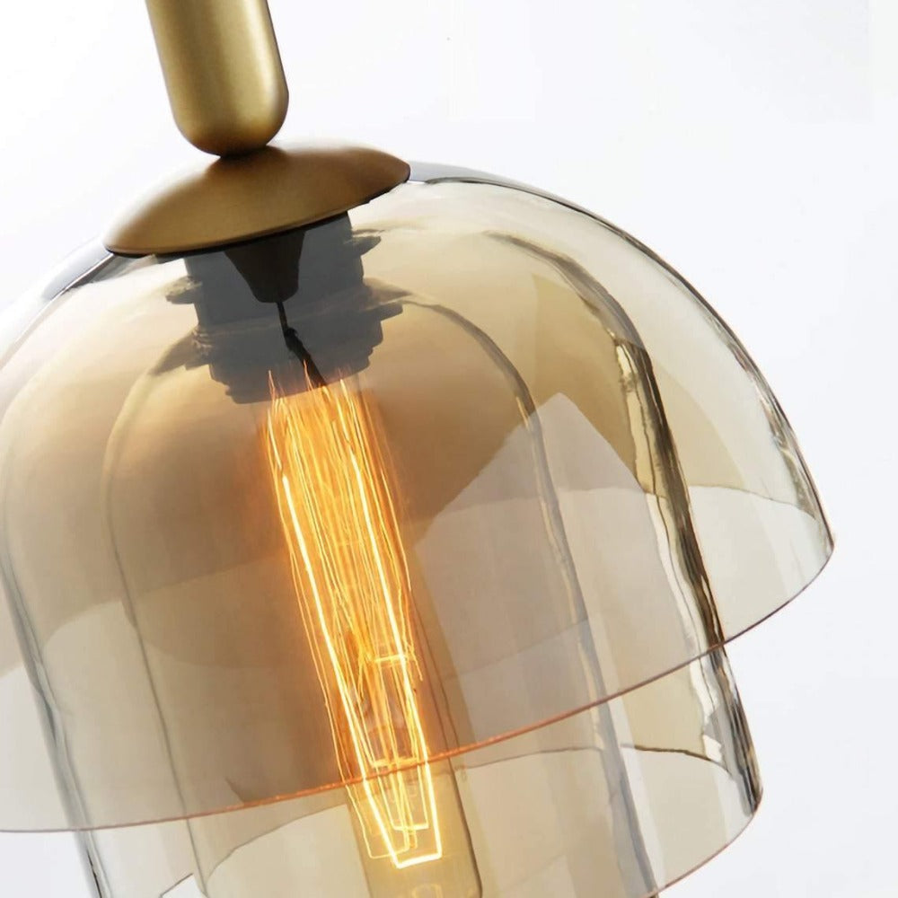 Double Glass Dome Cognac Pendant