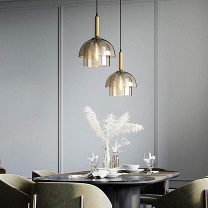 Double Glass Dome Cognac Pendant