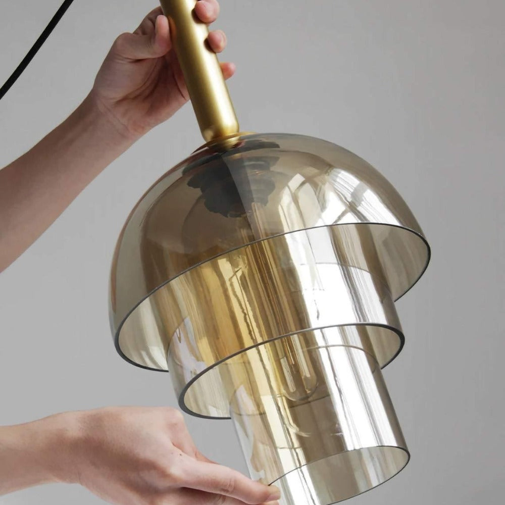 Double Glass Dome Cognac Pendant