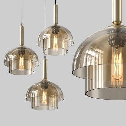 Double Glass Dome Cognac Pendant