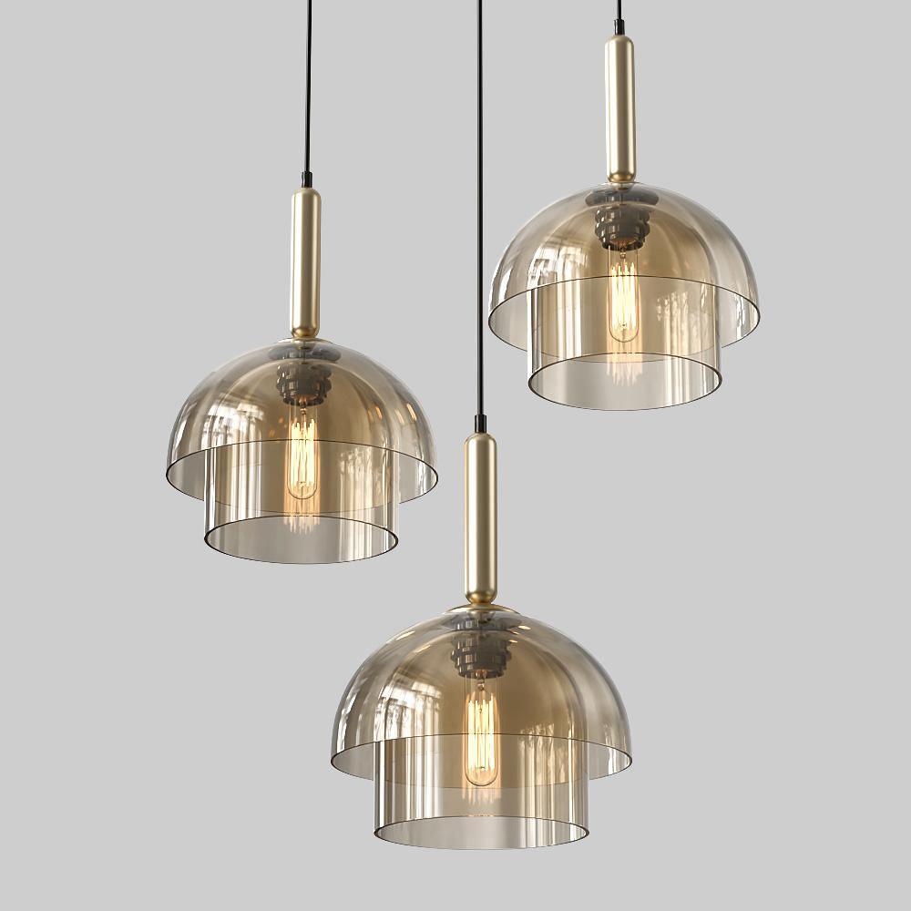 Double Glass Dome Cognac Pendant